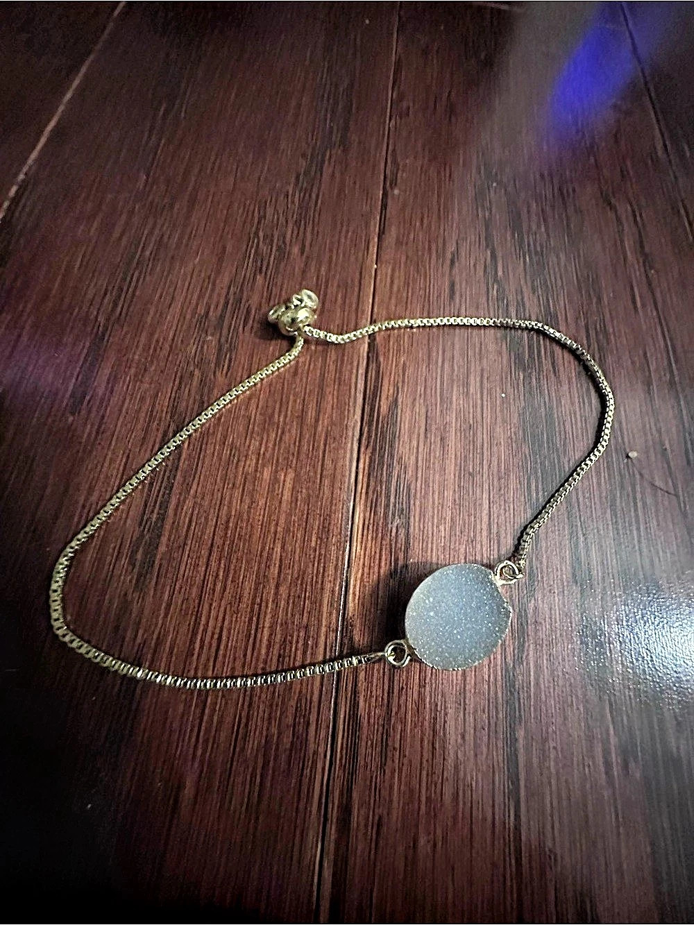 White druzy cut gold bracelet